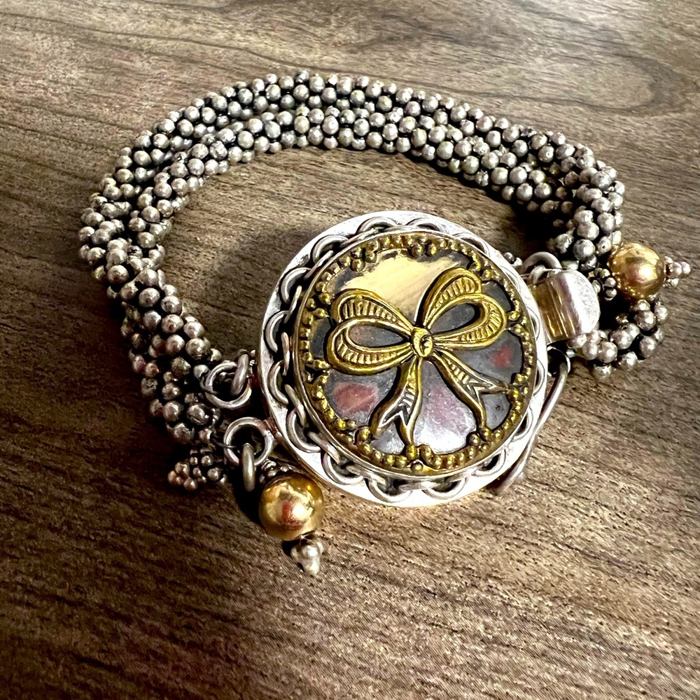 New Handmade Sterling Silver Antique Bow Bracelet